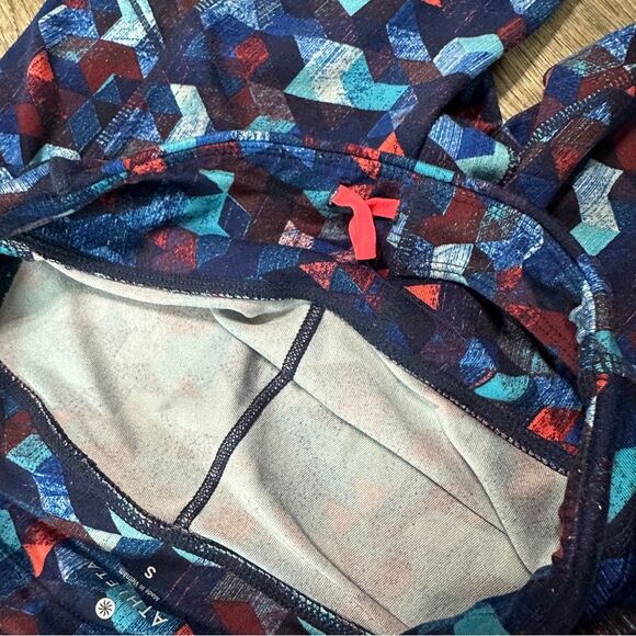 Athleta Be Free Mesh Geometric Leggings Full Length Small Workout - Picture 4 of 6